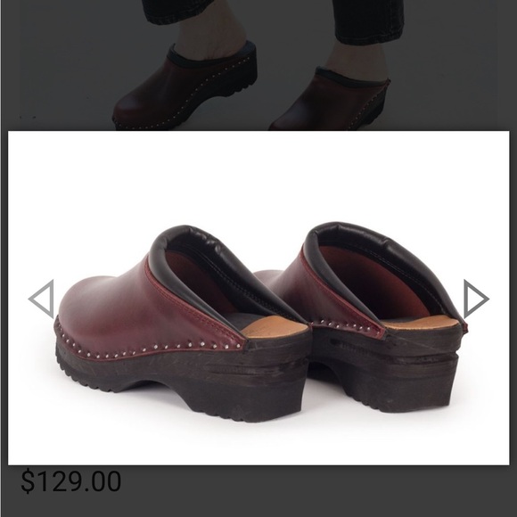 Troentorp Monet Bordeaux Leather Slip-On Clogs Womens Size 12.5-13 men’s 9.5-10 - Picture 4 of 15